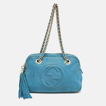 Gucci Blue Nubuck Medium Soho Chain