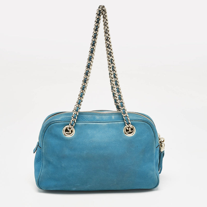 Gucci Blue Nubuck Medium Soho Chain
