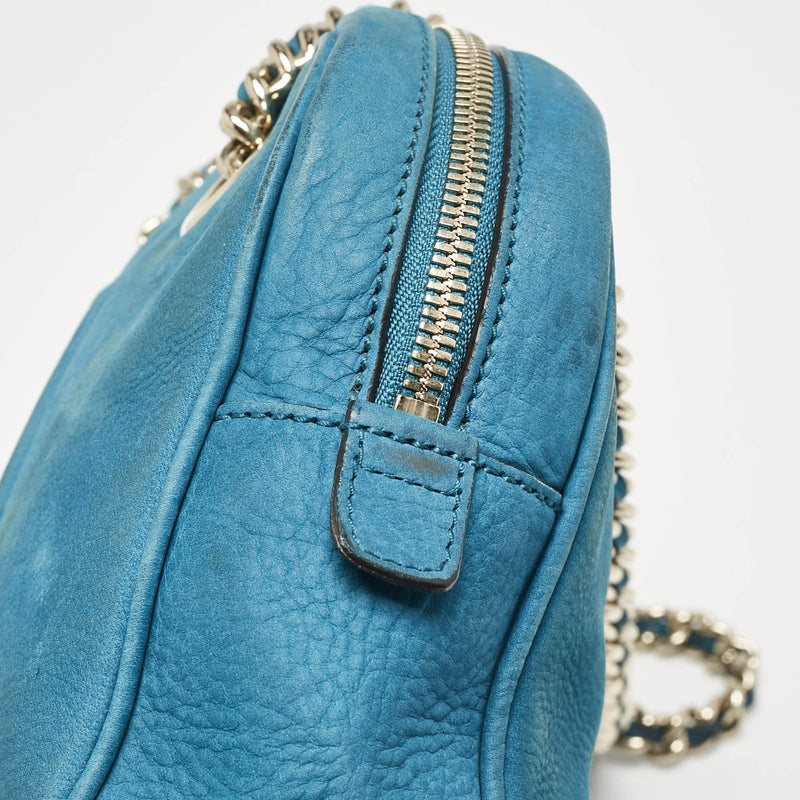 Gucci Blue Nubuck Medium Soho Chain