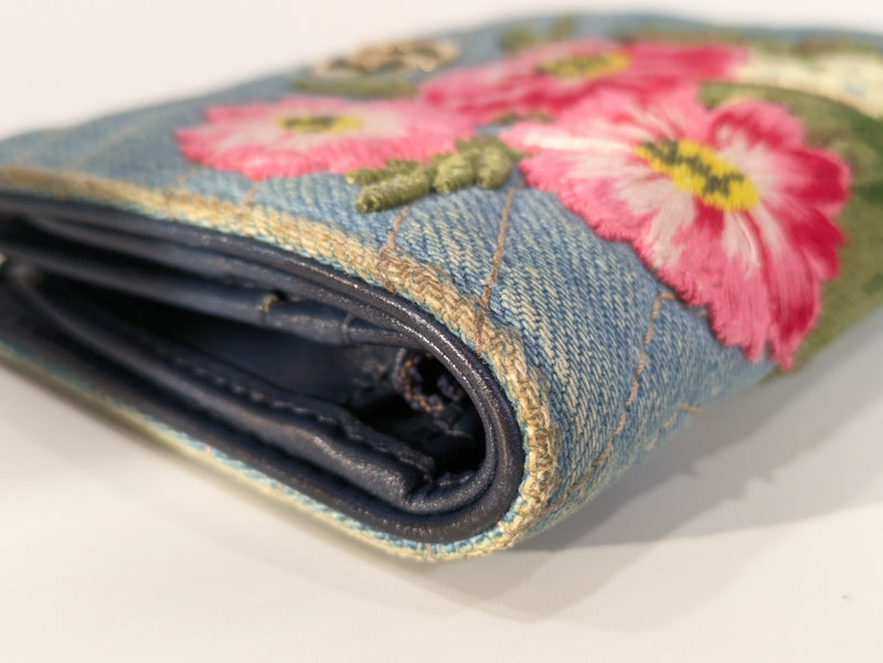 Gucci Denim Wallet Flora Flower Bifold