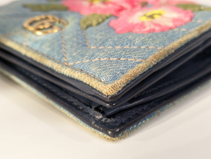 Gucci Denim Wallet Flora Flower Bifold