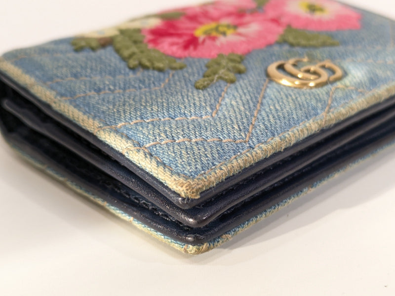 Gucci Denim Wallet Flora Flower Bifold
