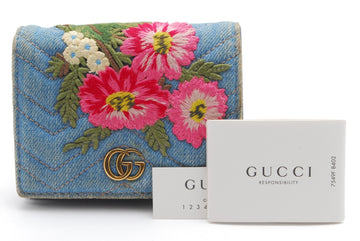 Gucci Denim Wallet Flora Flower Bifold