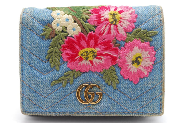 Gucci Denim Wallet Flora Flower Bifold