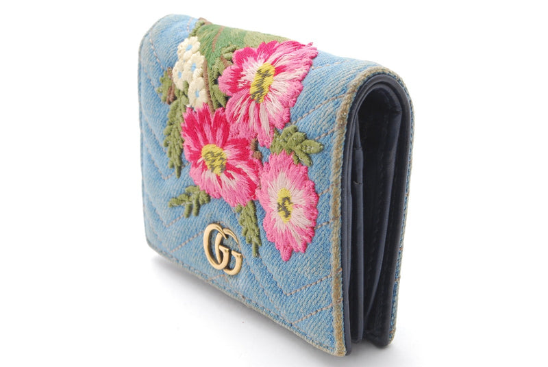 Gucci Denim Wallet Flora Flower Bifold