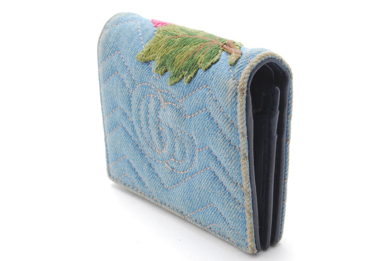 Gucci Denim Wallet Flora Flower Bifold