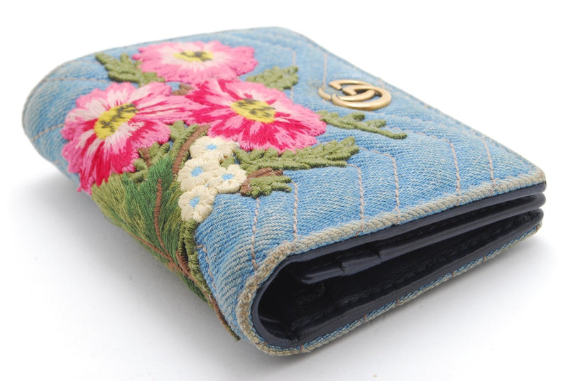 Gucci Denim Wallet Flora Flower Bifold