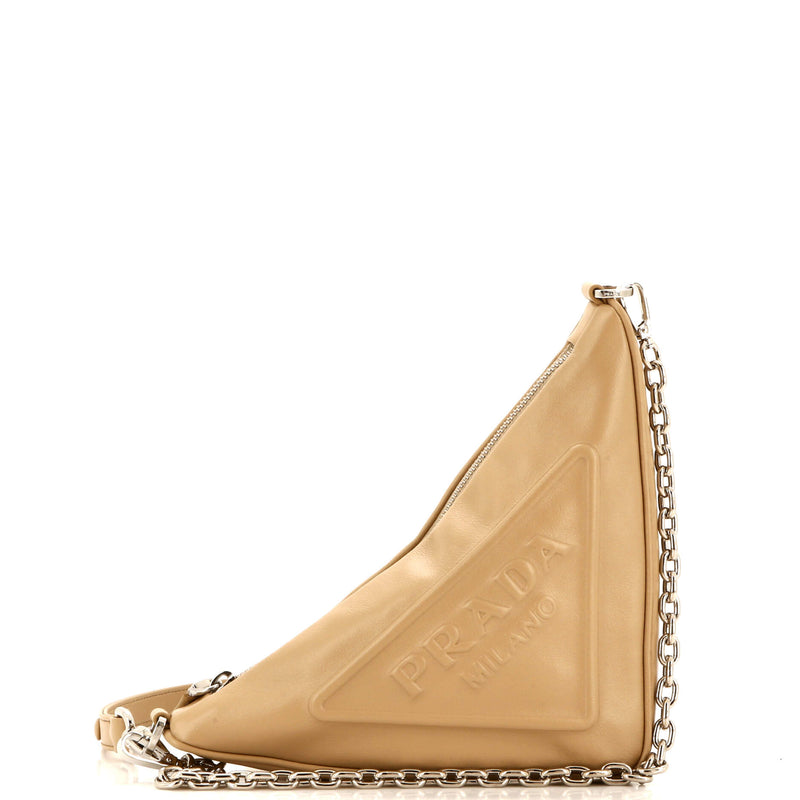 Prada Triangle Logo Zip Chain Crossbody