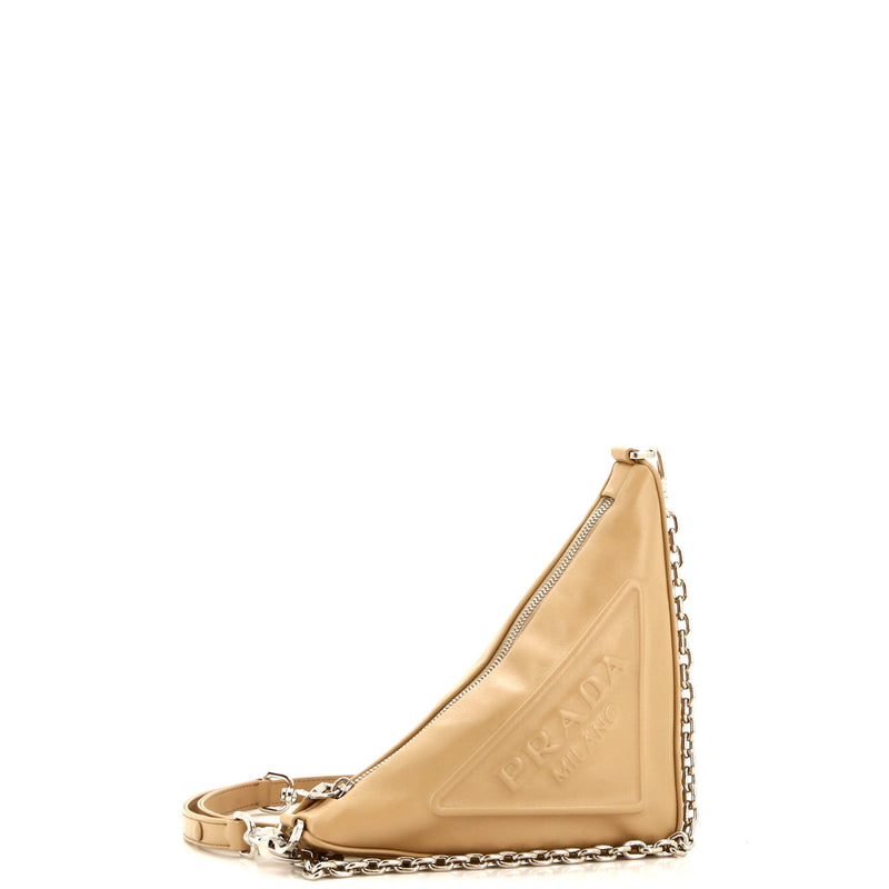 Prada Triangle Logo Zip Chain Crossbody