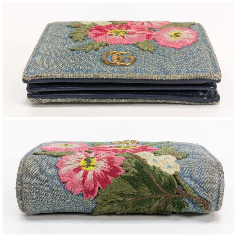 Gucci Denim Wallet Flora Flower Bifold