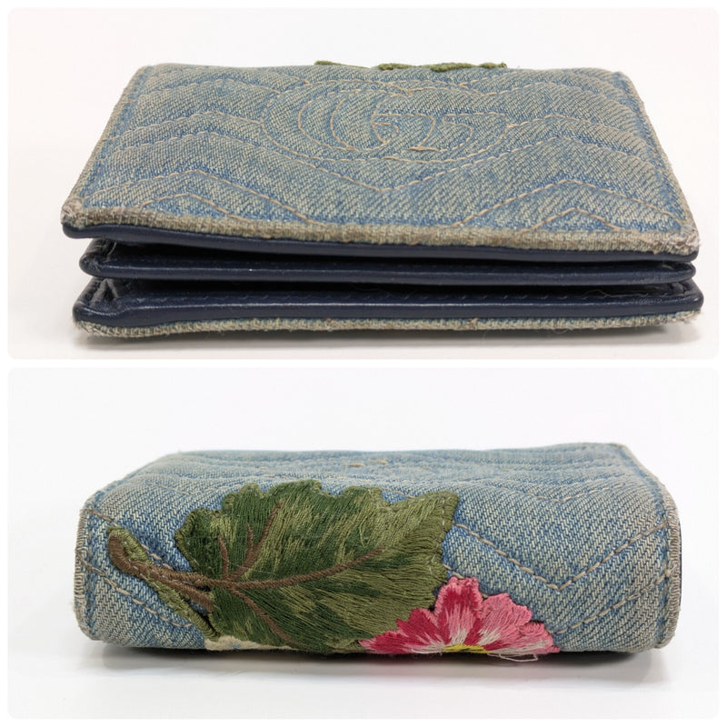 Gucci Denim Wallet Flora Flower Bifold