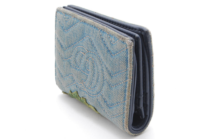 Gucci Denim Wallet Flora Flower Bifold