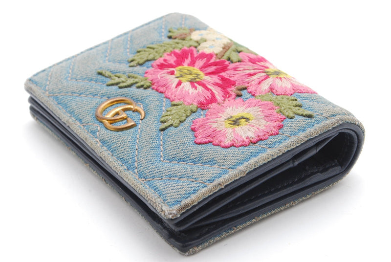 Gucci Denim Wallet Flora Flower Bifold