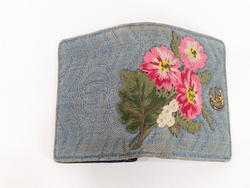 Gucci Denim Wallet Flora Flower Bifold