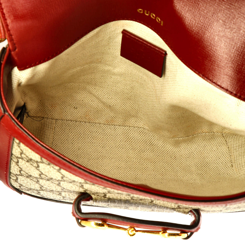 Gucci Horsebit Shoulder Bag Gg Coated