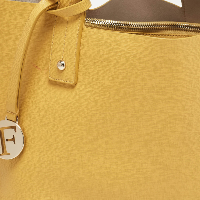 Furla Yellow Leather Divide It Tote