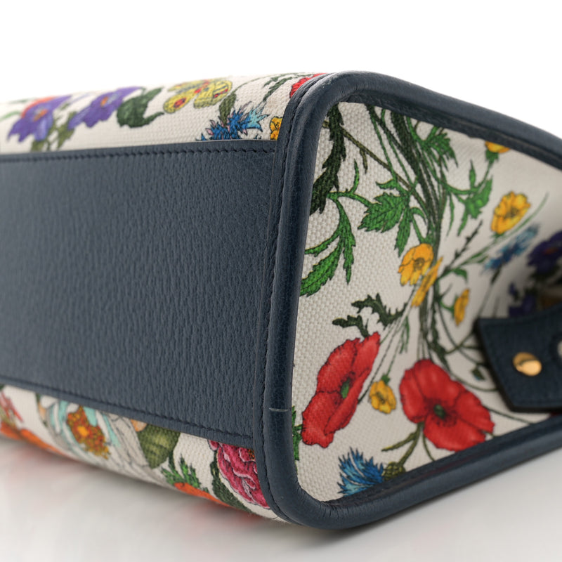 Gucci Canvas Medium Flora Tote White