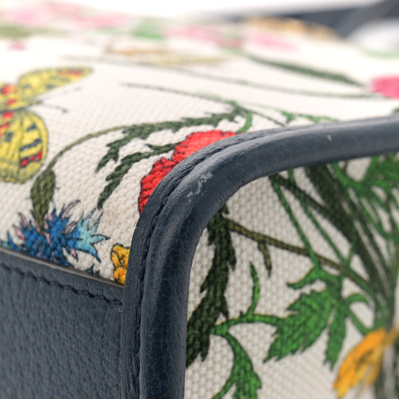 Gucci Canvas Medium Flora Tote White
