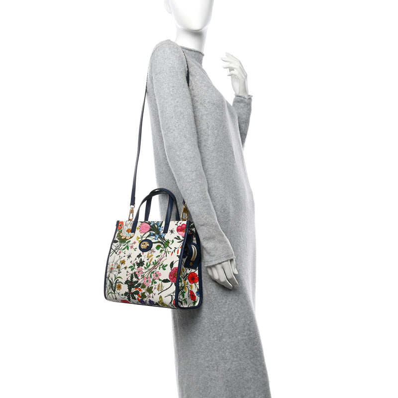 Gucci Canvas Medium Flora Tote White