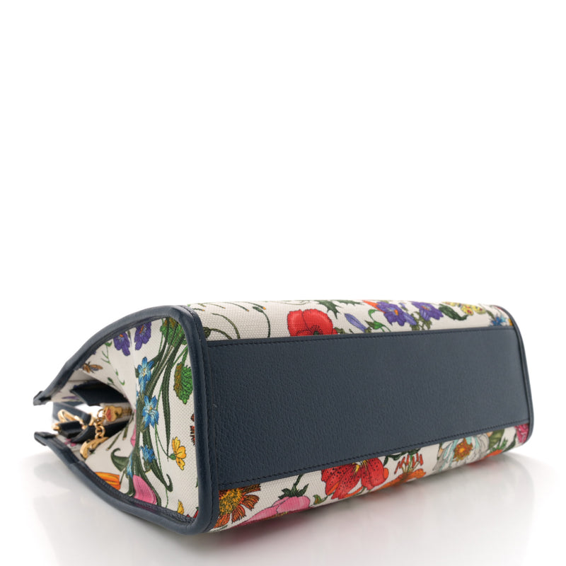 Gucci Canvas Medium Flora Tote White
