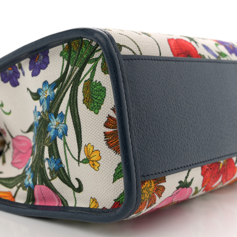 Gucci Canvas Medium Flora Tote White
