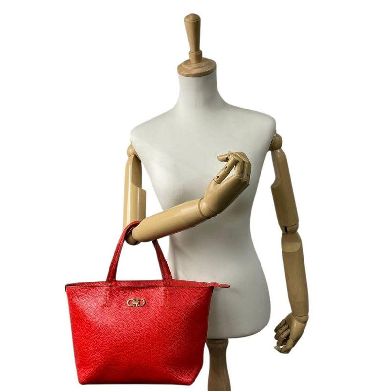 Salvatore Ferragamo Red Leather Tote Bag