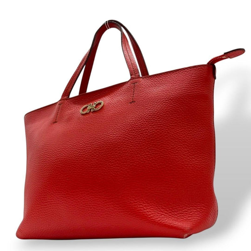 Salvatore Ferragamo Red Leather Tote Bag