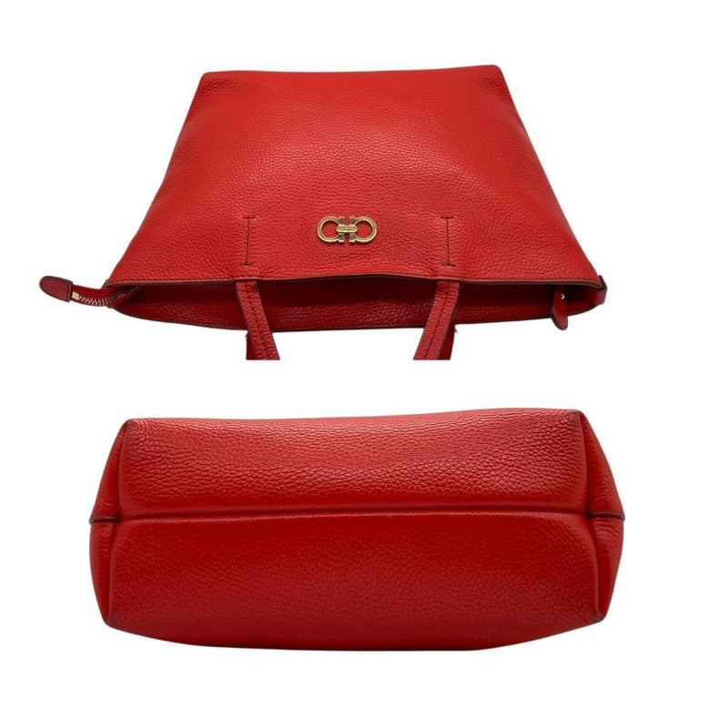 Salvatore Ferragamo Red Leather Tote Bag