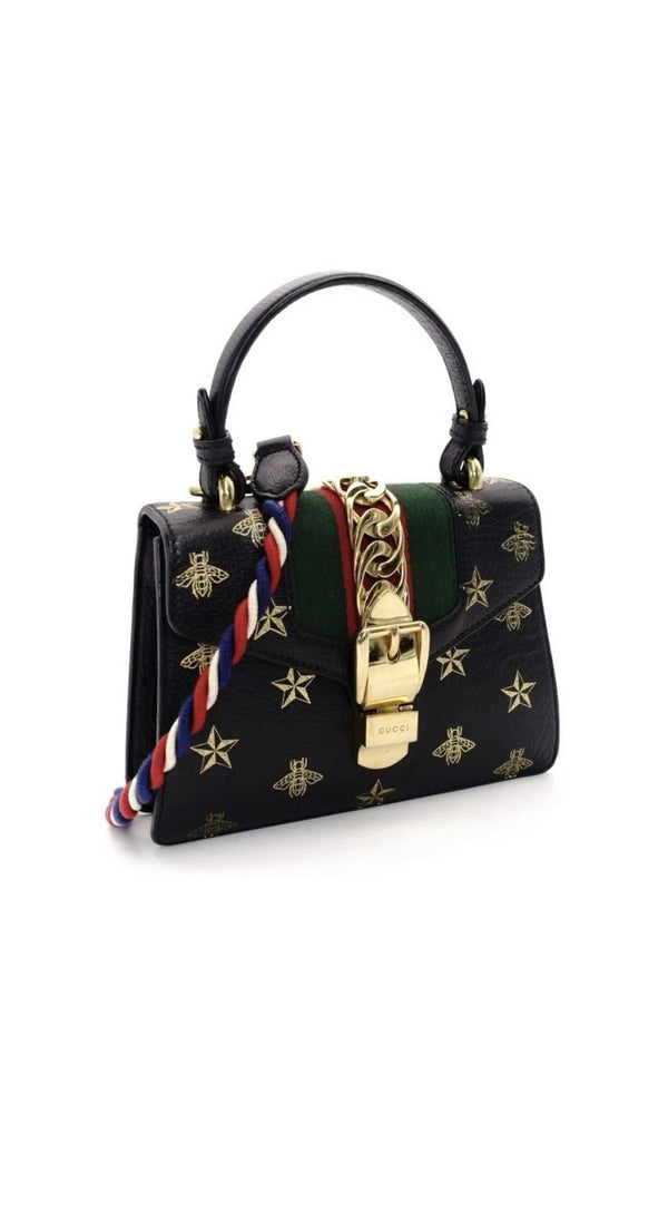 Gucci Sylvie Bee And Stars Leather