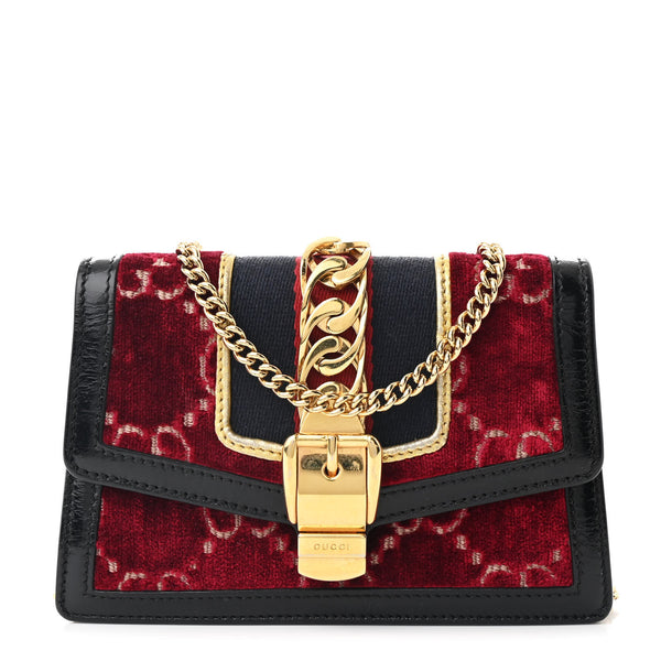 Gucci Velvet Gg Super Mini Sylvie Chain