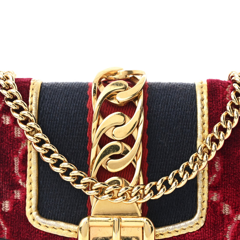 Gucci Velvet Gg Super Mini Sylvie Chain