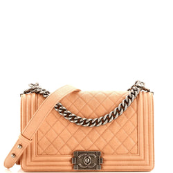 Chanel Boy Flap Bag Quilted Caviar Old