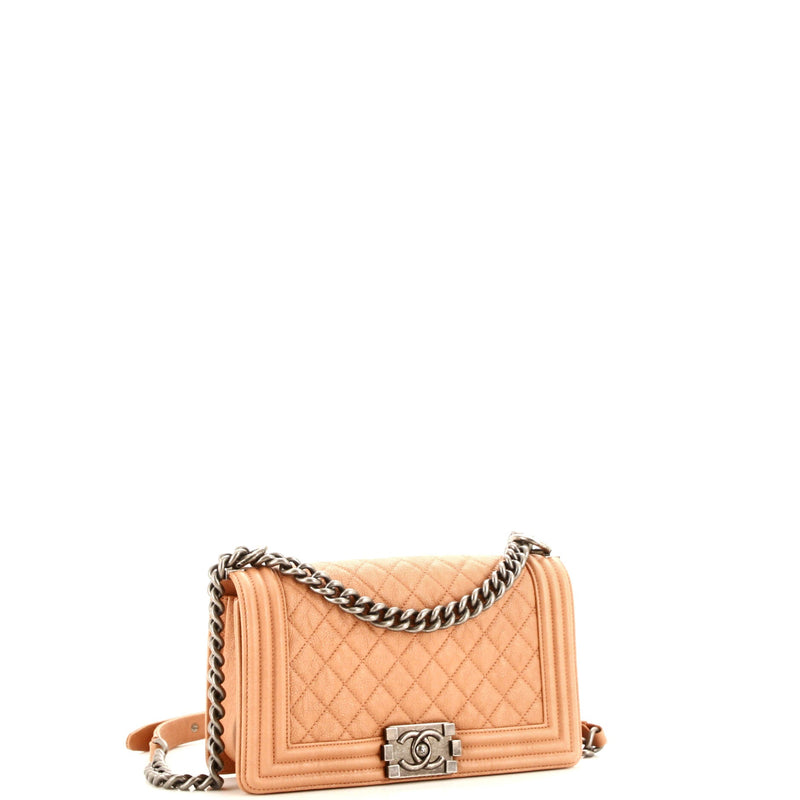 Chanel Boy Flap Bag Quilted Caviar Old