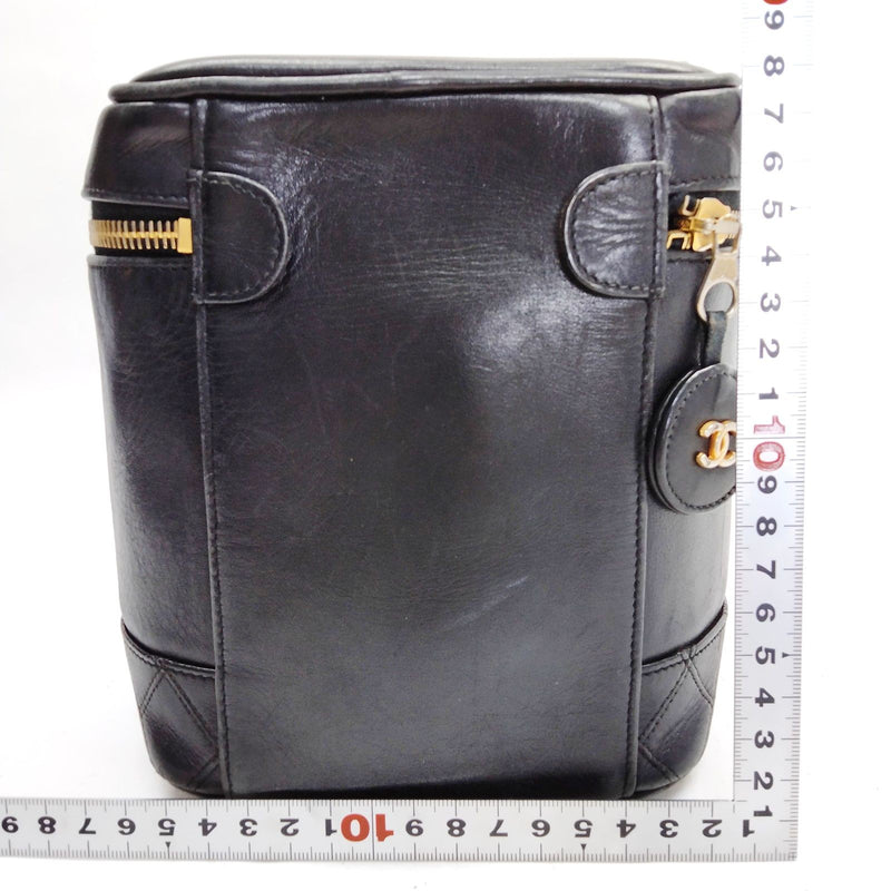 Chanel Vanity Bag Black Leather