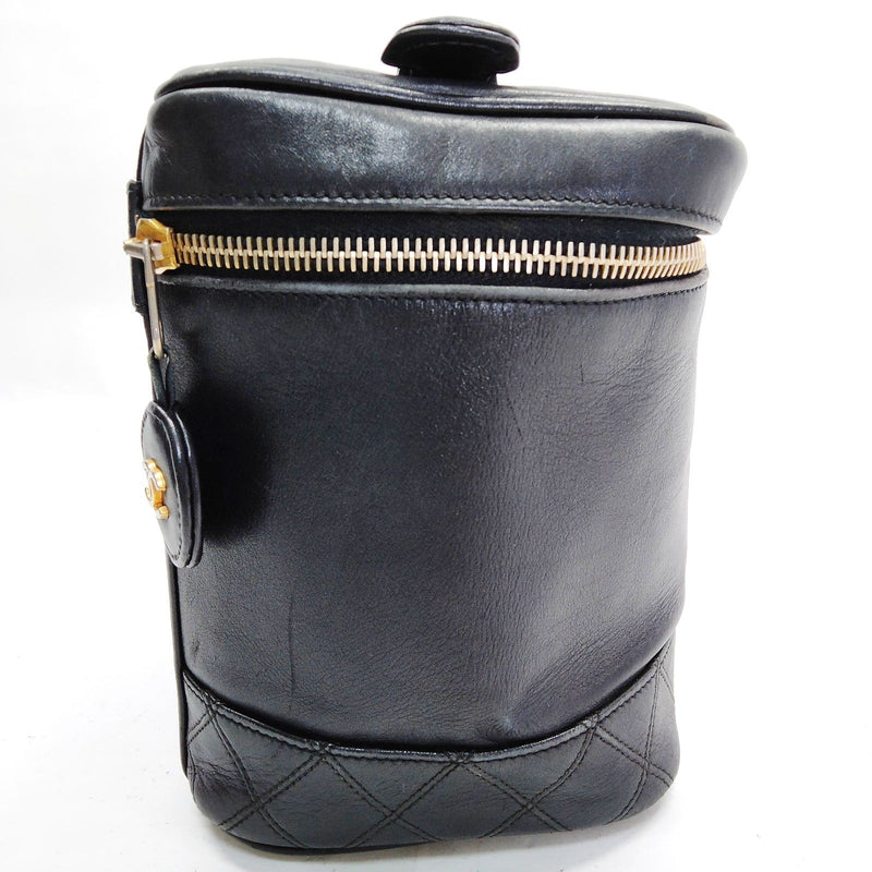 Chanel Vanity Bag Black Leather