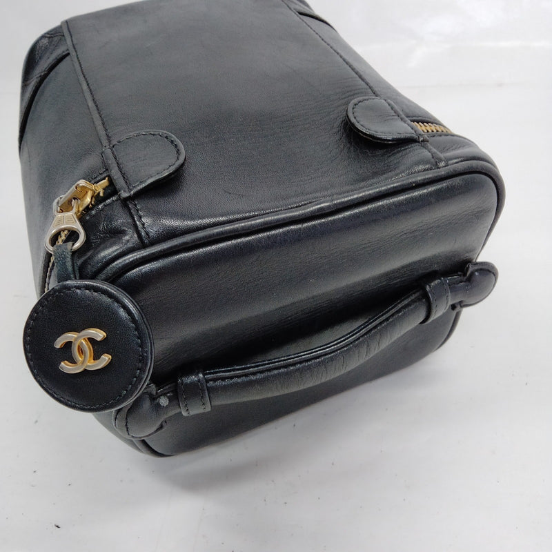 Chanel Vanity Bag Black Leather