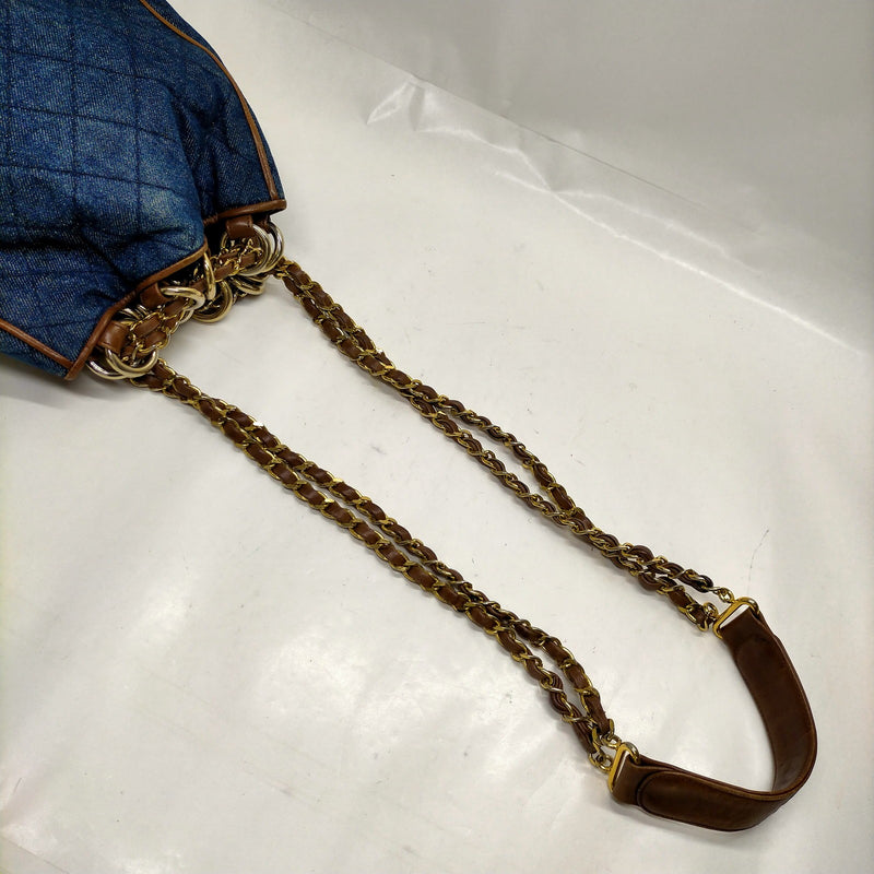 Chanel Shoulder Bag Matelasse Blue Denim