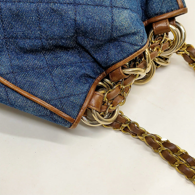Chanel Shoulder Bag Matelasse Blue Denim