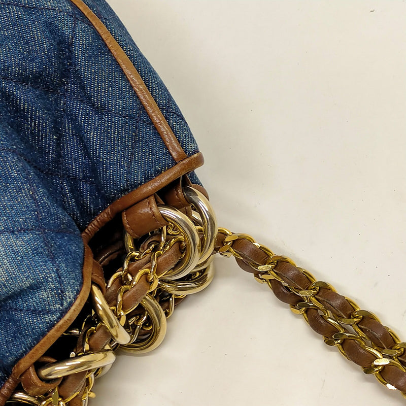 Chanel Shoulder Bag Matelasse Blue Denim