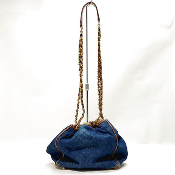 Chanel Shoulder Bag Matelasse Blue Denim