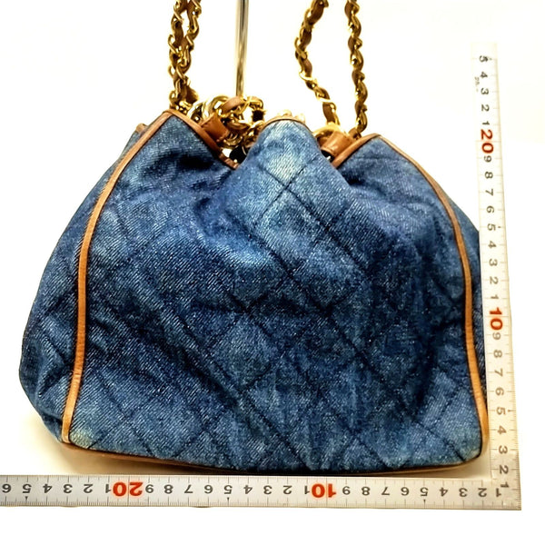 Chanel Shoulder Bag Matelasse Blue Denim