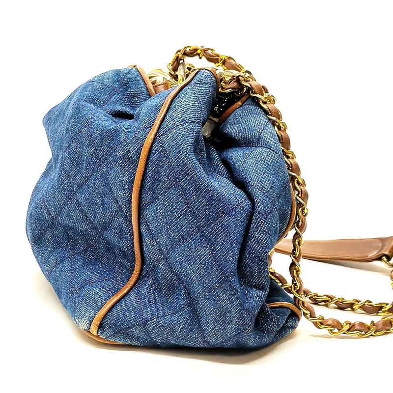 Chanel Shoulder Bag Matelasse Blue Denim