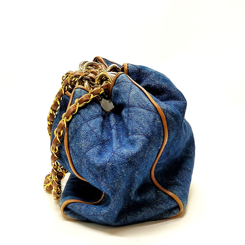 Chanel Shoulder Bag Matelasse Blue Denim