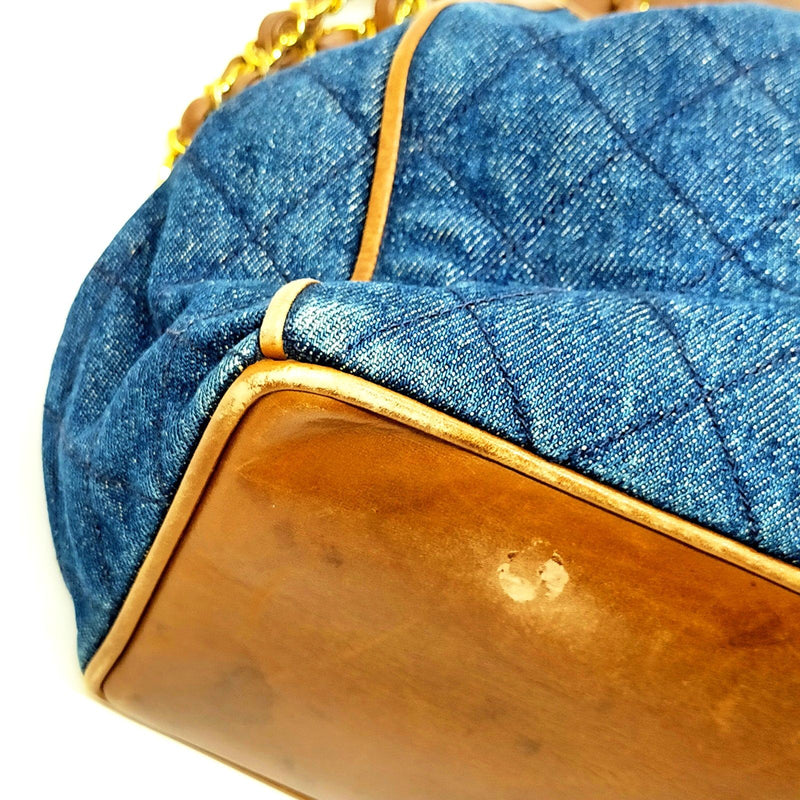 Chanel Shoulder Bag Matelasse Blue Denim