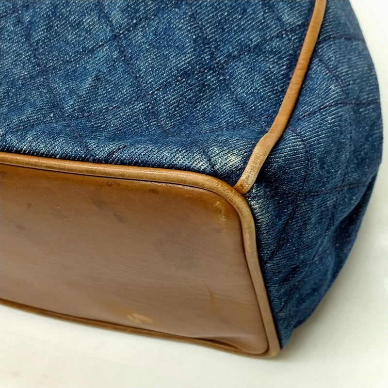 Chanel Shoulder Bag Matelasse Blue Denim
