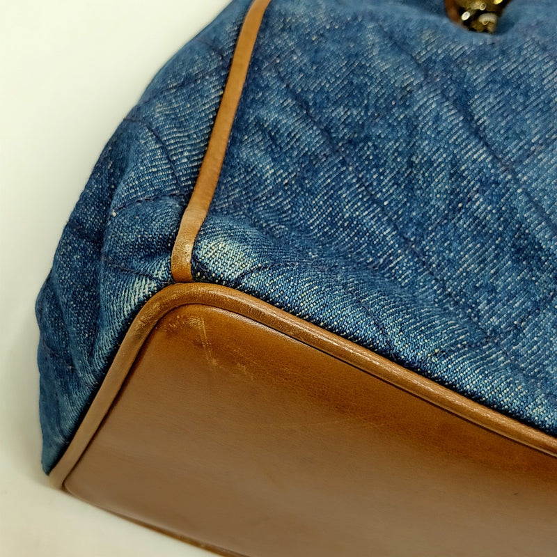 Chanel Shoulder Bag Matelasse Blue Denim
