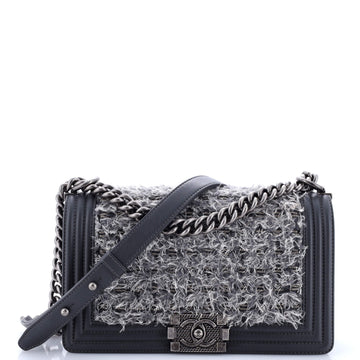 Chanel Boy Flap Bag Braided Tweed Old