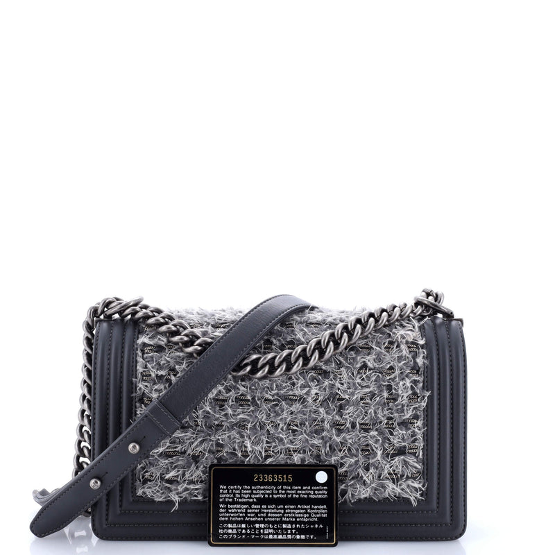 Chanel Boy Flap Bag Braided Tweed Old