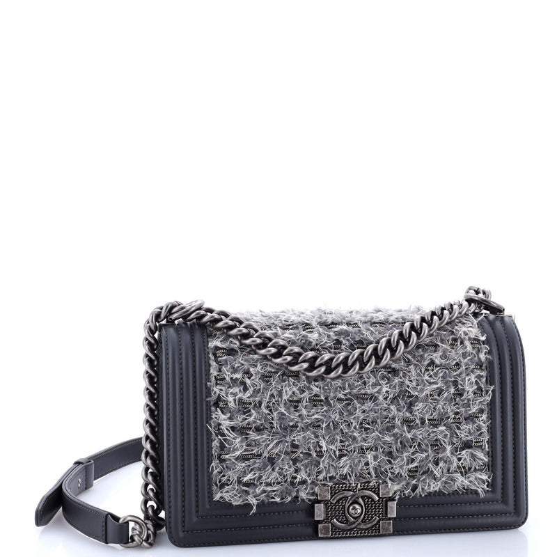 Chanel Boy Flap Bag Braided Tweed Old