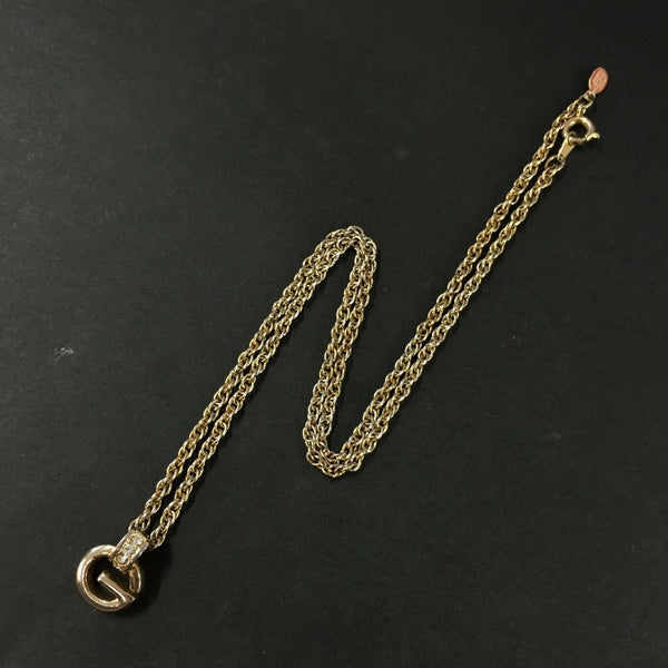 Givenchy G Logo Rhinestone Gold Tone